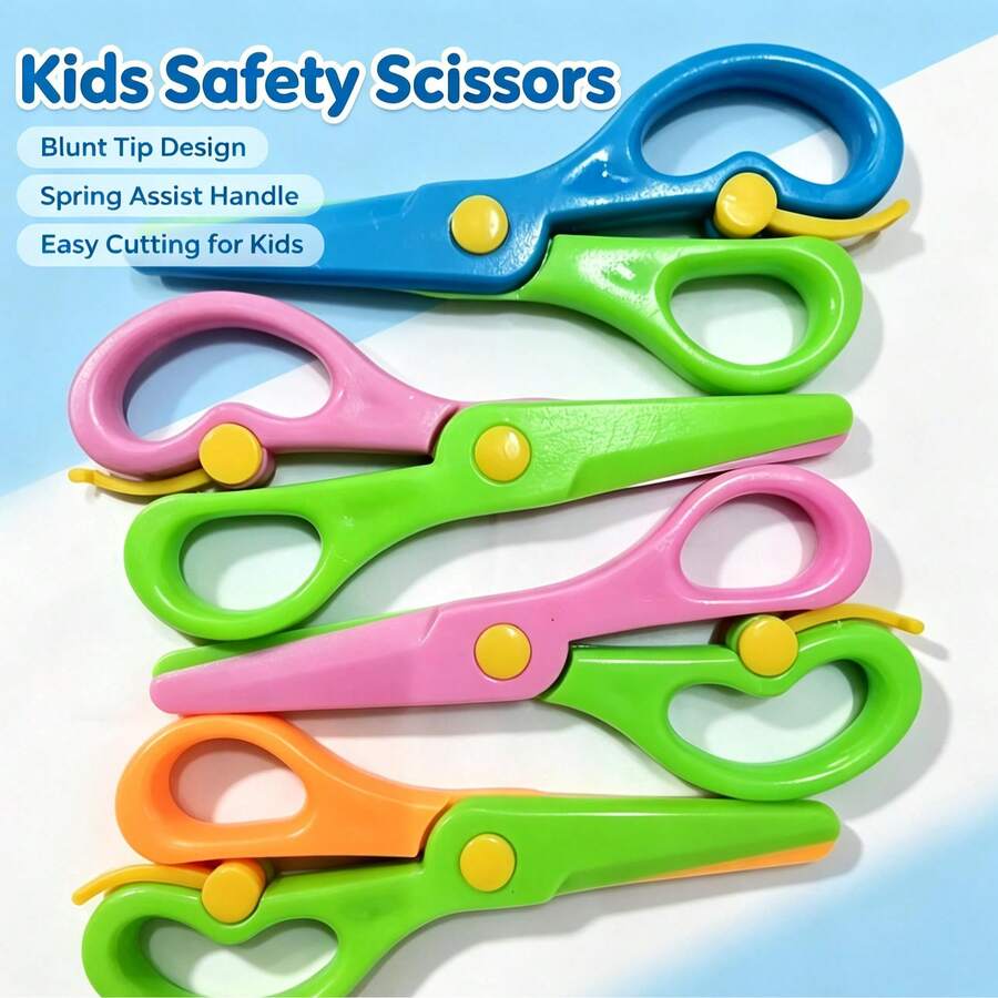 1pc Plastic Art Scissors Set, Ideal For Student DIY Paper Cutting, Portable Mini Scissors, Paper Cutting Scissors, No Hand Injury, Suitable For School Art Projects, Random Color - Multicolor Random - View 1