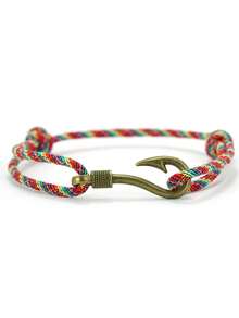 51Luckind Charm Fish Hook & Anchor Bracelet, Adjustable Double-Layer Milan Cord Bracelet, Unisex Nautical Adventure Accessory Gift - Fishhook Bracelet - View 25