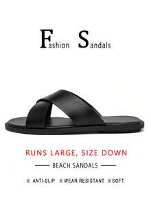 2026 Beach Party Slides Men's Summer New Casual Fashion Sandals - Black - View 18