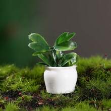 Mini Artificial Potted Plant, Resin Bonsai Faux Greenery In Square Planter, 3.5cm Miniature Plant Ornament For Office Desk, Home Decor, Bedside Table, Shelf, Dorm Room, Living Room & Small Space Decoration - Default - View 13