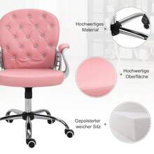 Bürostuhl Chefsessel Ergonomisch Gepolsterte Rückenlehne, Rosa, PU, 59,5 X 60,5 95-105 Cm - Pink - View 5
