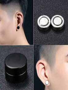 Set Anting Jepit Magnetik Minimalis 2 Pasang dari Stainless Steel 304, Cocok untuk Pemakaian Sehari-hari, Unisex, Dapat Diberikan Sebagai Hadiah, Tidak Perlu Tindik Telinga - 2 pasang set penjepit telinga - View 3