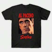 ScarfaceS Al Pacino Retro Graphic T-Shirt, Oversized Cotton Short Sleeve Crew Neck T Shirt Summer Outfit - 黑色2 - 查看 11
