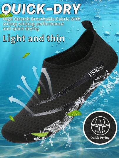 Chaussures d'eau pour hommes fabriquées en matériau doux et confortable, convenant pour le port sur la plage, le rivage, le surf ou la natation.