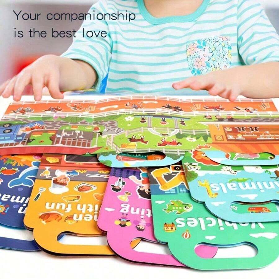 1pc Reusable Sticker Book For Kids, Waterproof Double-Sided Design, Animal, Horse Riding Club And Sports Event Themes, Educational Cognitive Learning Activity, Suitable For 3 Years Old And Above, Diverse Themes, Fun Stickers (Random Style)