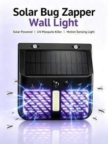 Solar Bug Zapper Wall Light, 800mAh UV Mosquito Killer Lamp, IP44 Waterproof Motion Sensor Outdoor Light For Patio Garden RV Backyard Fly Insect Trap - A - View 3