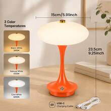 Wireless Induction Mushroom Lamp - USB Rechargeable, Touch Switch, 3 Colors/Brightness Adjustable, Adds Atmosphere, Bedside Night Light, Modern Home Decor, Suitable For Living Room, Bedroom, Vanity, Office, Patio, Perfect Gift - Desk Lamp - View 13