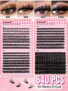 Waloshow Multi-Style 640 30D+40D+50D/10D 20D DIY Faux Mink Eyelashes - High-End D Curl Natural Voluminous Single Eyelashes, Suitable For DIY Eyelash Extensions - Reusable, Lightweight And Easy To Apply - C - View 6