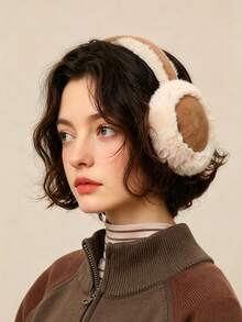 1PC/6PCSFashion Ladies Fuzzy Faux‑Fur Ear Warmers, Dual‑Color Splice Plush Earmuffs, Thick Soft Thermal Ear Protection, Lightweight Portable Cold‑Resistant Ear Covers, Winter Ear Accessory For Shopping, Walking And Outdoor Activities - Multicolor - View 3