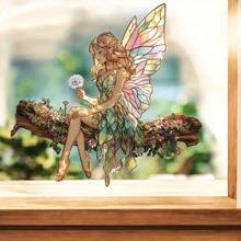 Apanhador de Sol Acrílico Plano 2D Encantador de Fada - Anjo de Flor Caprichoso, Perfeito para Jardim de Fadas, Decoração de Janela, Sala de Estar, Quarto, Varanda, Escritório, Corredor, Cozinha, Banheiro, Decoração Suspensa Externa - Multicolorido - Visão 5