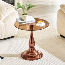 Coffee Table Brown Made Of Glass For Living Room And Lounge - 棕色 - 查看 3