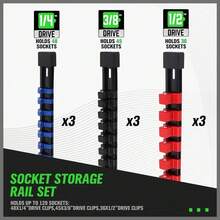 9PCS Socket Rail Storage Holder Organizer Tray Set 1/2" 3/8" 1/4" Wall Mount ABS - A - View 8