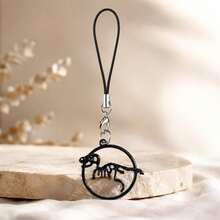 1pc/Multi-Pcs Unisex Alloy Small Dinosaur Drum Tower Animal Pendant, Creative Personalized Halloween Gift, Phone & Bag Charm - Black - View 2