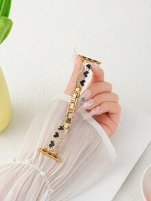 Women's Heart Rhinestone Decor Metal Watch Band, Gold Delicate Chain Replacement Strap, Compatible With Apple Watch Series 11/10/9/8/7/6/5/4/3/2/1, Sizes 38mm/40mm/41mm/42mm/44mm/45mm/46mm/49mm, Compatible With Ultra 1/2/3/SE, Suitable For Daily Commute, Date, Party, Create Atmospheric Watch Outfit, Perfect For Gift Or Personal Use - Gold - View 4