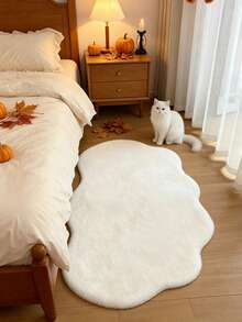 1pc Cloud Faux Rabbit Fur Rug, Soft Comfortable Fluffy Material, Living Room Rug, Bedroom Rug, Entryway Rug, Kitchen Rug, Bathroom Rug, Gaming Room Rug, Study Rug, Walk-In Closet Rug, Thickened Rug, Autumn/Winter Rug, Fur Rug, Thick Rug - White - View 2