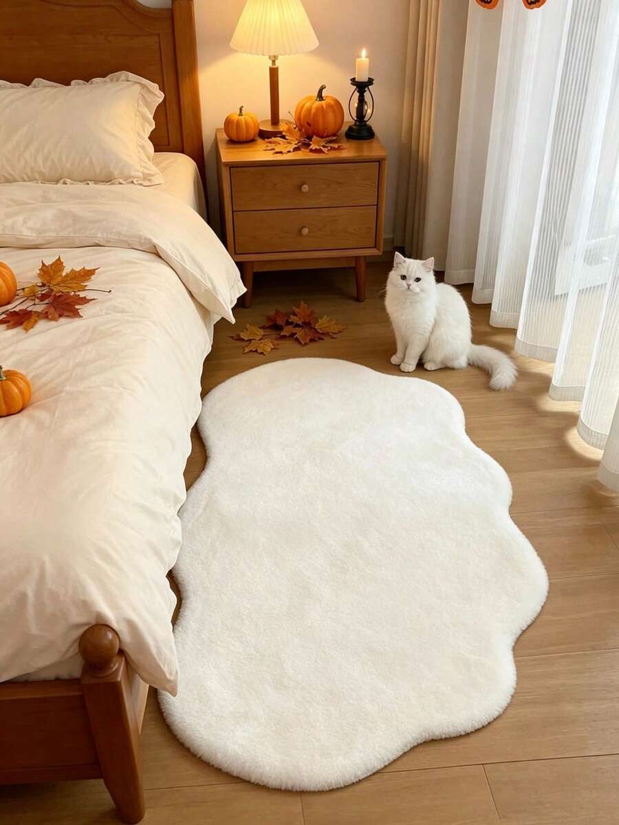 1 Stück Wolken-Kunstfell-Teppich aus Kaninchenfell, weiches, bequemes und flauschiges Material, Wohnzimmerteppich, Schlafzimmerteppich, Flurteppich, Küchenteppich, Badezimmerteppich, Gaming-Zimmer-Teppich, Arbeitszimmerteppich, begehbarer Kleiderschrankteppich, verdickter Teppich, Herbst-/Winterteppich, Fellteppich, dicker Teppich - Weiss - Übersicht 1