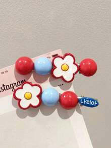 4/2pcs New Women's Front Hair Clips, Side Hair Clips, Exquisite Flower & Bird Beak Design Hair Accessories - Multicolor - View 5