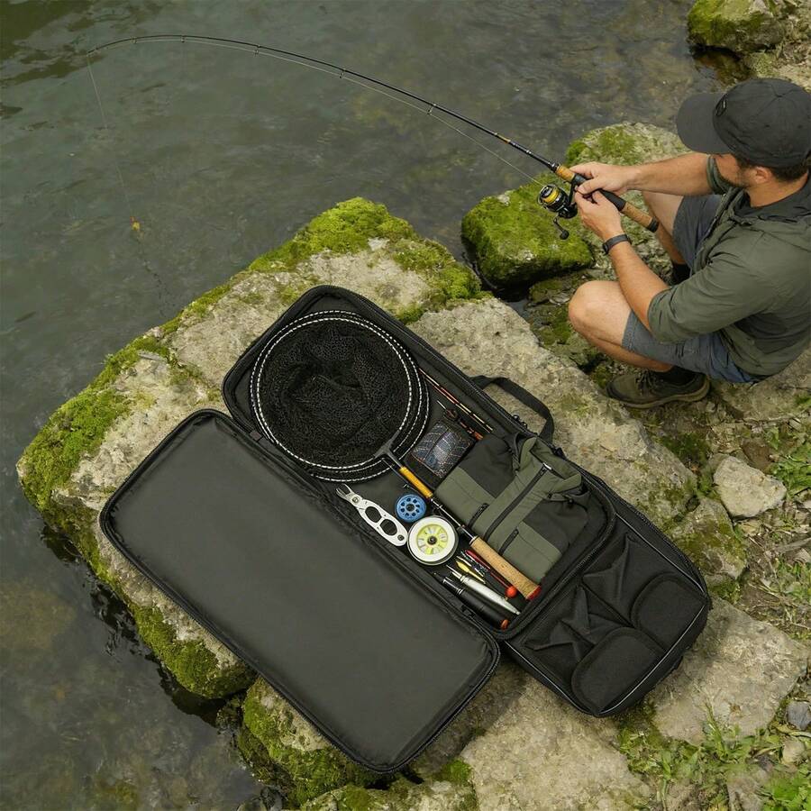 Großer Outdoor-Rucksack, taktischer Rucksack, mit verstellbarem Schultergurt, strapazierfähigem Reißverschluss, Oberfläche aus schwarzem Oxford-Stoff, 81 * 24 cm, für die Jagd und zum Wandern im Freien - Schwarz - Übersicht 1