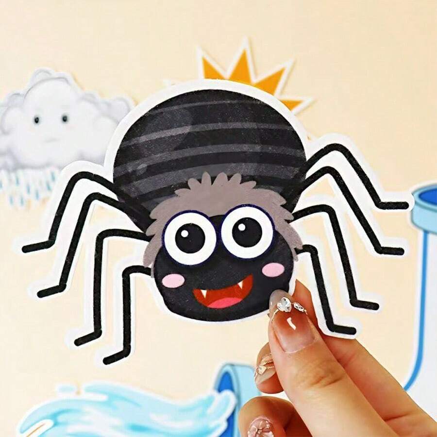 hoojojo The Itsy Bitsy Spider Felt Story Set, Nursery Rhyme Picture Book Teaching Aid, Classroom Homeschool Interactive Learning Game