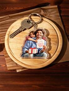 1/2pcs Personalized Photo Keychain, Custom Die-Cut Acrylic Photo Key Ring, Family Souvenir Keychain, Personalized Keepsake, Party Gift, Birthday Gift - Multicolor - View 3
