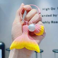 1PCSGradient Pearl Mermaid Tail Keychain Cute Bag Pendant Car Key Chain Girls Gift Ornament - Multicolor - View 5