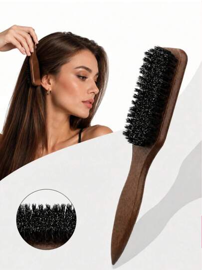 1pc Brown Smooth Back Hair Comb, Multi-Functional Hair Brush, Made Of ABS Material, Unisex, Suitable For Pigtails/Beard Styling, Softens Hair, Hair Care And Styling, Professional Styling Comb, Fragrance-Free Hair Brush, Back To School And Travel Essential, Travel Gift For Daughter, Perfect Gift For Teacher/Friend
