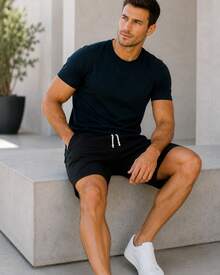 Shorts Linho Masculino com Cordão com Bolso Shorts Mauricinho Linho Premium Verão Final de Ano Praia - Preto - Visão 3