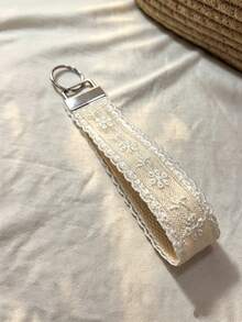 1件/2件/6件 白色蕾絲優雅小眾療癒清新文藝刺繡緞帶可愛花朵刺繡個性化配件鑰匙圈鑰匙掛繩，適合女性女孩日常、假期、通勤、校園穿搭搭配 - 多款式H - 查看 10