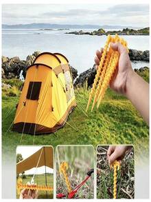 2PCS.4PCS Outdoor Camping Tent Accessories Set, Lightweight Screw-Type Tent Stakes, Windproof Guy Ropes, Suitable For Tents, Awnings, Beach Camping, Hiking - Multicolor - View 8