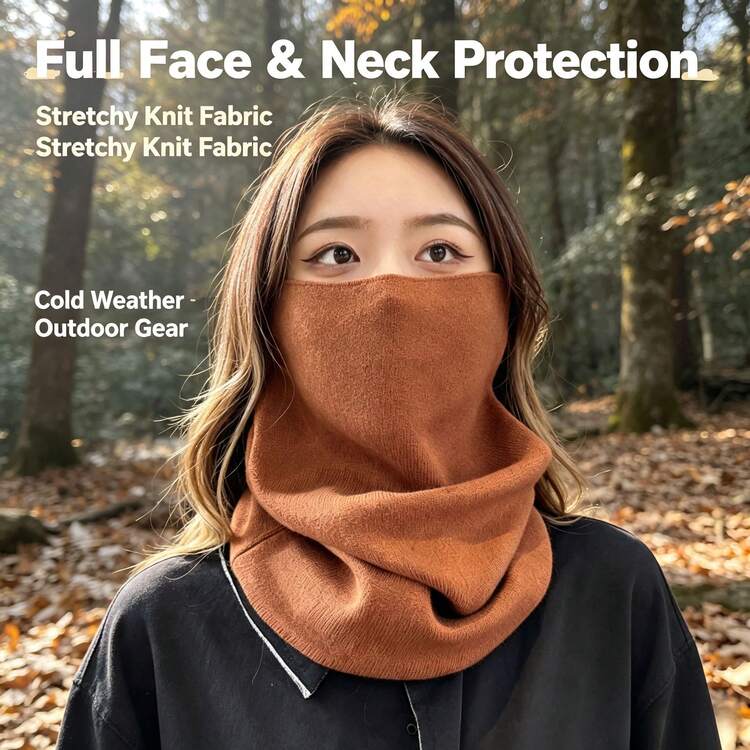 1pc Multifunctional Warm Neck Warmer, Soft Scarf With 3 Wearing Styles, Windproof And Warm, Suitable For Winter Outdoor Daily Wear - Brown - View 2