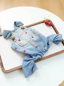 PETCIRCLE 1PC Pet Clothes European And American Style Japanese And Korean Style Dog Cat Small Dog Puppy Happy Puppy Cute Pet Simple Versatile Outdoor Casual Full Heart Overalls - Multicolor - View 5