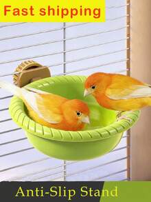 1PC Removable Bird Nest, Specifically Designed For Bird Bathing; Non-Slip Stand With Removable Bird Nest, Suitable For Birds To Rest, Bathe, And Eat; Comes With A Spiral-Shaped Round Perch And A Universal Hanging Bath; Bird Bathing Supplies - Round - View 1