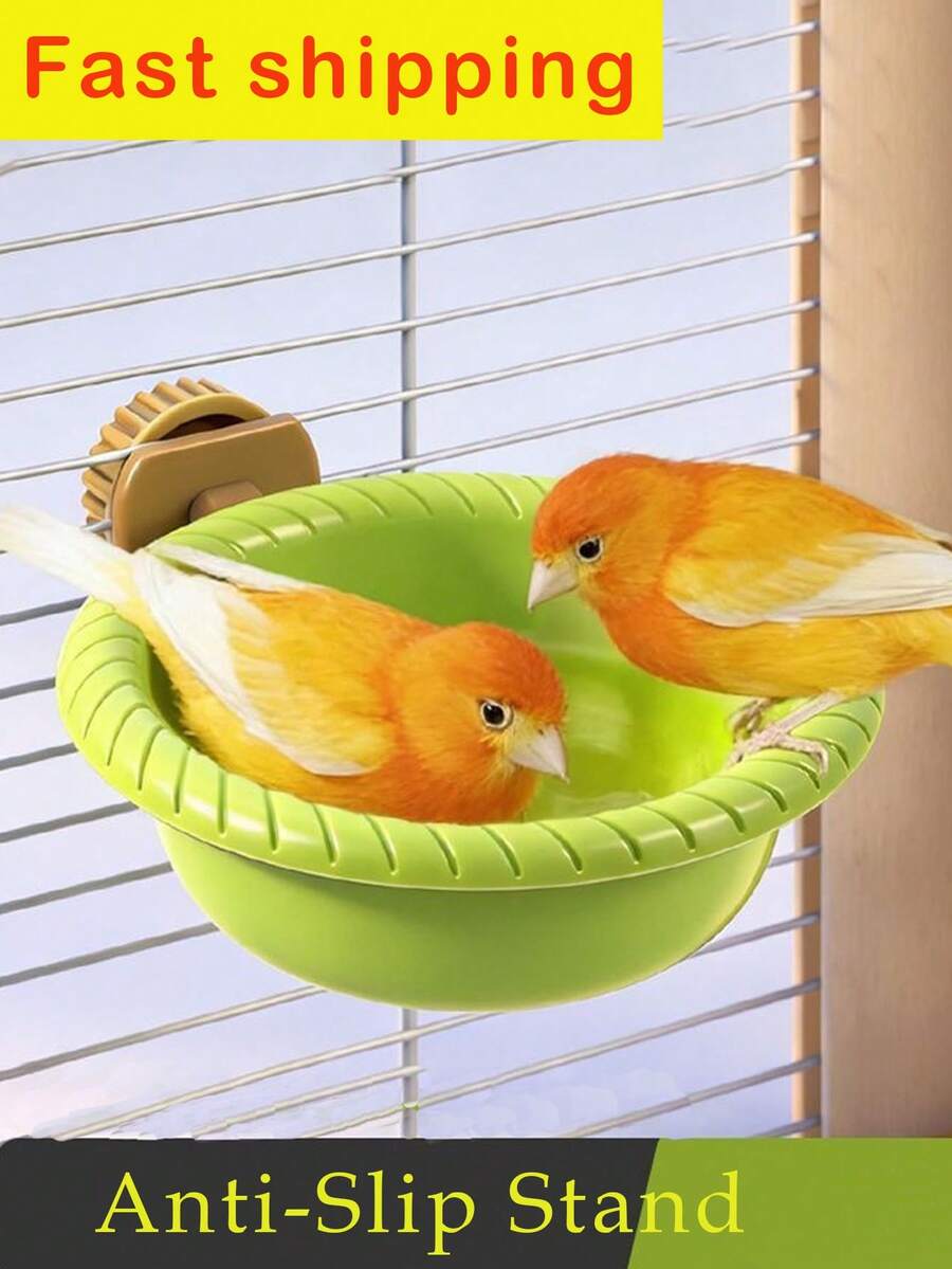 1PC Removable Bird Nest, Specifically Designed For Bird Bathing; Non-Slip Stand With Removable Bird Nest, Suitable For Birds To Rest, Bathe, And Eat; Comes With A Spiral-Shaped Round Perch And A Universal Hanging Bath; Bird Bathing Supplies - Round - View 1