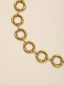 1pc Women's Water Ripple Hollow Circle Design Party Maillard Classic Waist Belt, Suitable For Autumn/Winter Daily Casual Wear, Christmas Gift For Friends - Gold - View 3