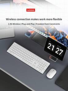 Lenovo Wireless Keyboard And Mouse Set, Slim Design, Business/Home Office, Fashion Classic Set, Minimalist Keyboard And Mouse Set, Lightweight Portable Durable, Multi-Device Compatible - Classic White - View 4