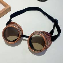 MESHUOKAI Vintage Bronze Steampunk Brille, Retro runde dunkle Gläser Cosplay Brille mit verstellbarem elastischem Band, Gothic Punk Stil Brille für Halloween Kostüm, Comic Convention, Themenparty, Fotoshooting Styling - Verschiedenfarbig - Übersicht 6