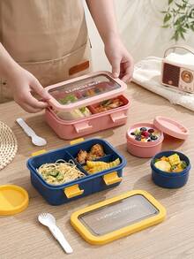1pc Lunch Box Set, Lunch Box With Large Soup Bowl, Designed For Adults, With Multiple Compartments, Suitable For Storing Lunch, Breakfast, Bread And Other Foods. - Multicolor - View 3