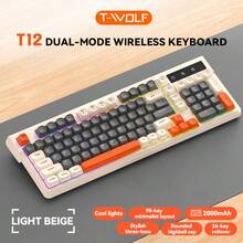 T-WOLF Gaming Keyboard And Mouse Set Wireless Bluetooth Dual Mode Keyboard Mouse RGB Backlit Custom Gaming 104-Key Keyboard 6-Button Wireless Backlit Mouse - View 13