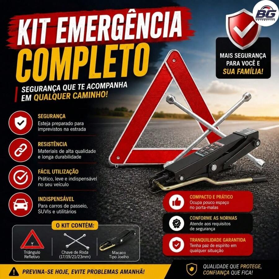 Kit Triangulo + Macaco Tipo Joelho + Chave Roda Cruz Galvanizada - A - Visão 1