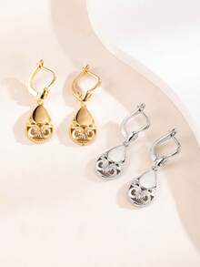1 Pair Elegant Palace Style Hollow Polished Water Drop Spiral Filigree Drop Hoop Earrings For Women, Soft Atmosphere, Versatile For Dating, Party, Banquet - Earrings - View 1