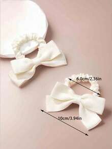 2/4pcs Satin Bow Small Scrunchies, Gentle Style Hair Ties For Girls, Simple Elegant High Ponytail Hair Ropes - Multicolor - View 2