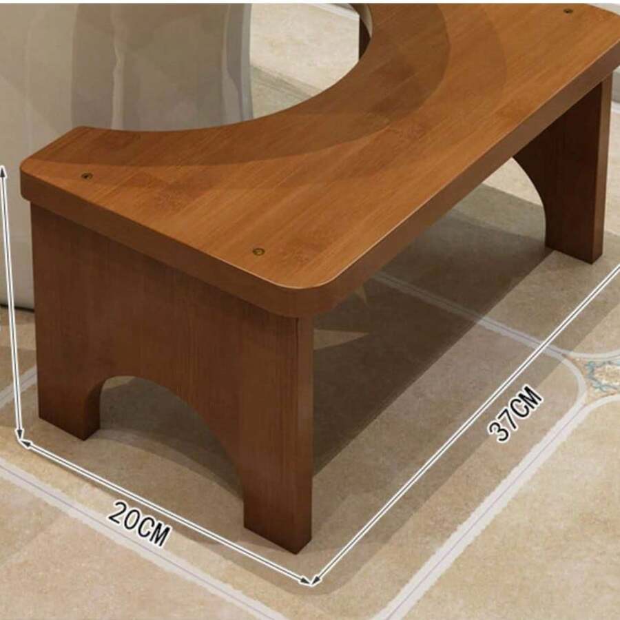 Wooden Stool, U-Shaped Opening Fit, Smooth Curved Polished, Mini Decorative Small Stool - Black - View 1