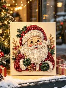 DIY Christmas Pearl & Diamond Art Kit, Includes Beads And Gem Stickers, Handmade 3D Holiday Decor, Adult Gift, Parent-Child Interactive Activity, 4 Classic Beaded Decoration Designs - A - View 6