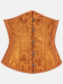 Court Style Jacquard Waist Cincher With Front Buckle And Back Lace-Up, Fishbone Corset For Daily Wear, Party And Halloween Outfit - Multicolor - View 72