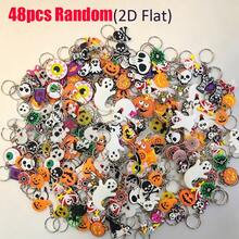 24/36/48pcs Random Assorted Halloween Keychains 2D Flat PVC Soft Rubber Pumpkin Ghost Skull Pendant Party Favors Event Prizes - Multicolor - View 11