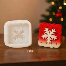 聖誕正方形雪花香氛蠟燭矽膠模具 DIY 手作肥皂香氛石膏擴香石裝飾 多模具款 適合聖誕裝飾模具 - 方塊雪花 - 查看 1