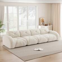 Sofa Beige Made Of Chenille For Living Room And Lounge - 米色四座 - 查看 2