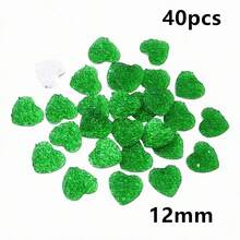 40pcs 10mm/12mm Flat Back Heart-Shaped Resin Inlaid Stones, Multi-Color Crystal Cluster Natural Stone Convex Surface DIY Jewelry Making Accessories - Heart - View 11