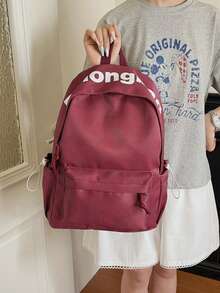 Dedoo Juego de 3 piezas de mochila, estampado de estrellas & letras, cordón con cremallera de bloques de color, gran capacidad, mochila escolar, bolso diario para estudiantes de universidad y campus - Rojo - Ver 7