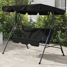 3-Seater Swing Garden Lounge Swing Bench, Weather-Resistant, 172 Cm X 110 Cm X 153 Cm, Black - 黑色 - 查看 6